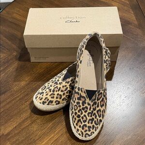 Clarks Collection Women's Tan Leopard Espadrilles